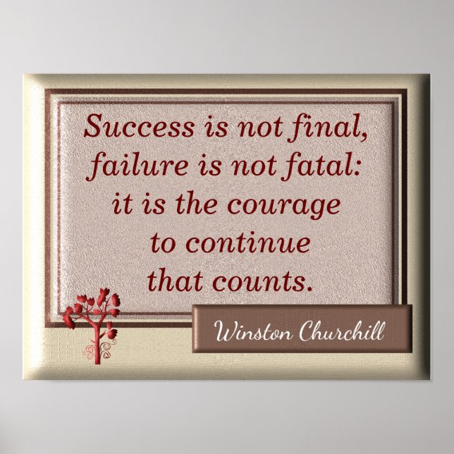 Poster Échec non fatal - citation de Churchill - Art prin (Devant)