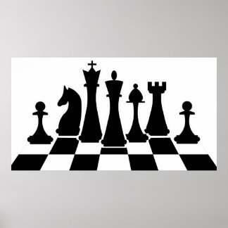 Poster Échecs noirs sur l'échiquier