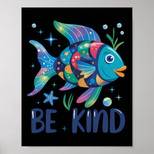 Poster Échelle de poisson arc-en-ciel gentil professeur l