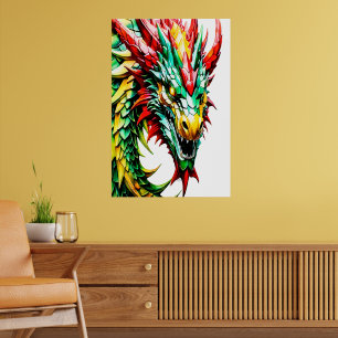 Poster Échelle rouge, verte et jaune