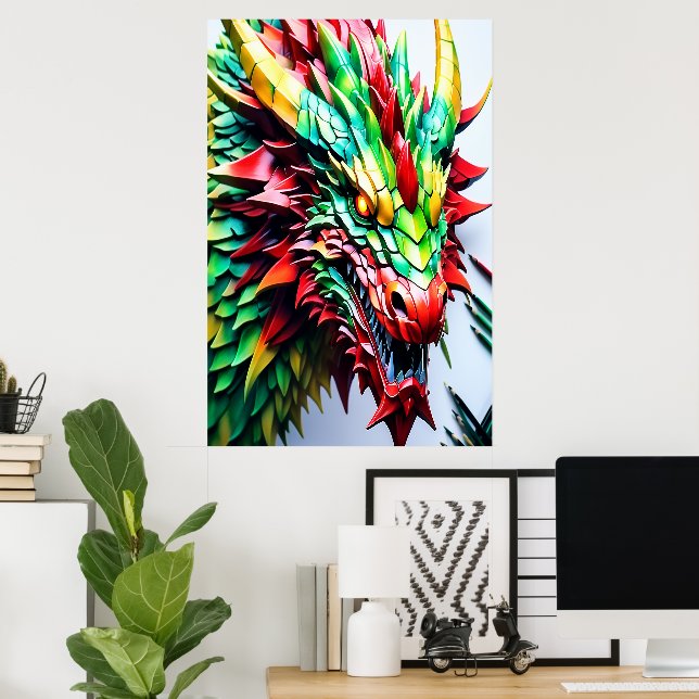 Poster Échelle rouge, verte et jaune (Bureau à domicile)