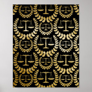 Poster Échelles Or De Justice Motif Répéter