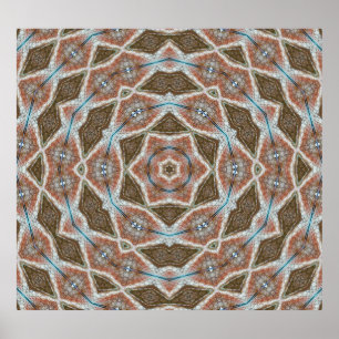 Poster Échelles symétriques : motif de tissu circulaire.