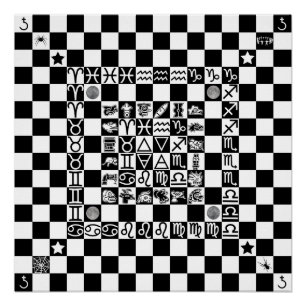 Poster Échiquier rituel magique aztèque de Widdershins