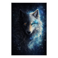 Écho de la dualité – Loup jumeau cosmique | Sombre