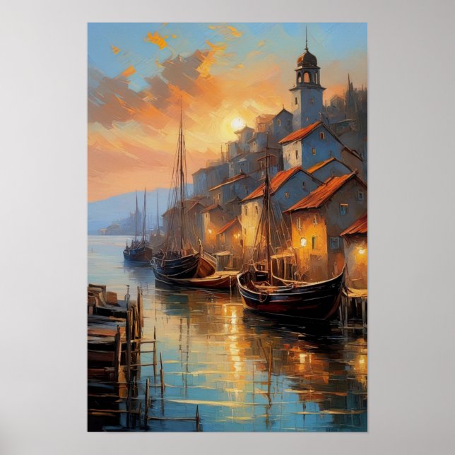 Poster Echos côtiers, Vue du soir sur la vieille ville (Devant)
