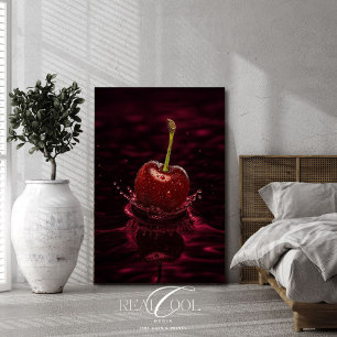 Poster Éclaboussure de cerise rouge foncé dans une impres