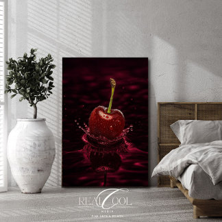 Poster Éclaboussure de cerise rouge foncé dans une impres