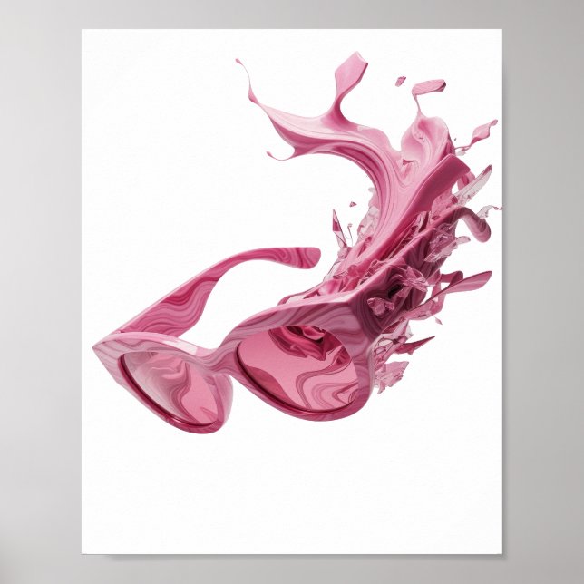 POSTER ÉCLABOUSSURE DE PEINTURE ROSE ET BLANCHE ABSTRAITE (Devant)