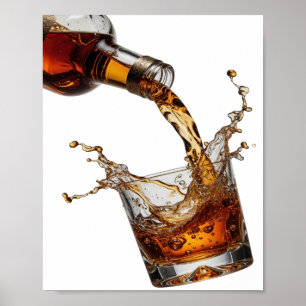 Poster Éclaboussure de whisky argentée élégante