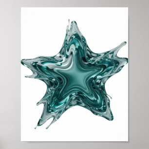Poster Éclaboussure d'eau en forme d'étoile argentée prop