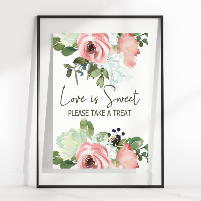 Poster Éclairage et Blush Floral Mariage L'amour est doux (Créateur téléchargé)