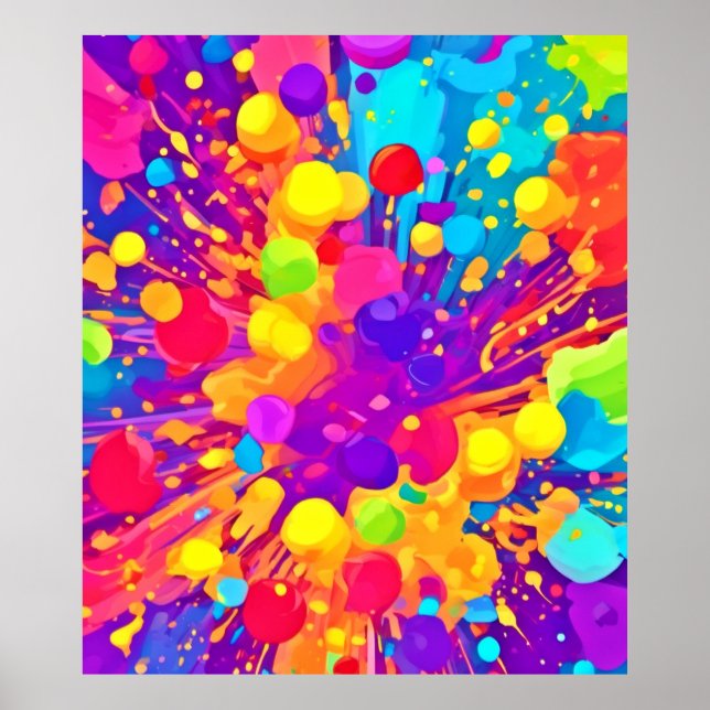 Poster Éclat de couleur dynamique (Devant)