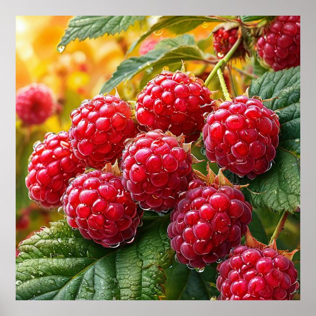 Poster 🍓 Éclat de framboise rouge mûre ❄️ Cuisine des fr (Devant)