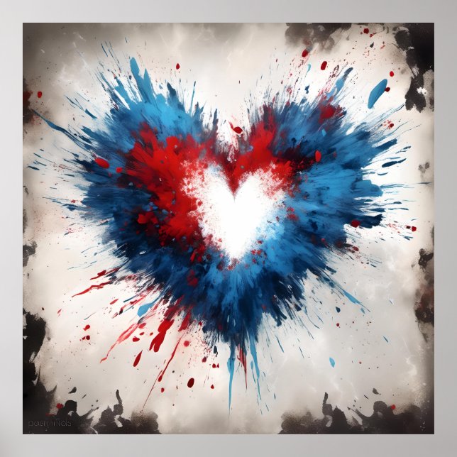 Poster Éclatement de coeur radiant (Devant)
