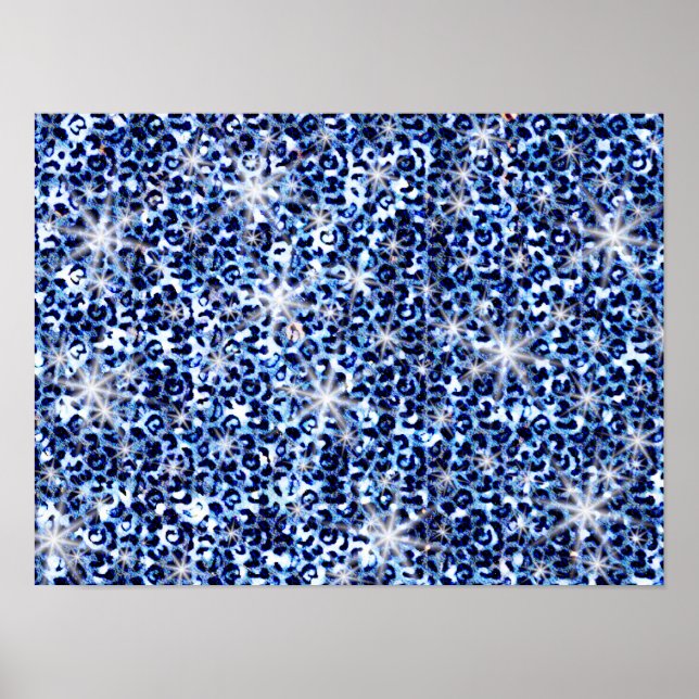Poster Éclats de guépards bleus (Devant)