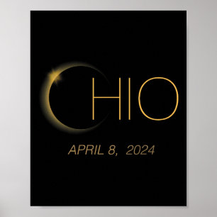 Poster Eclipse 2024 Chemise Total Solaire Eclipse Etat Oh