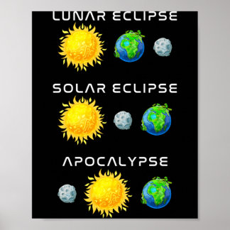 Poster Éclipse Lunaire Éclipse Solaire Apocalypse Drôle