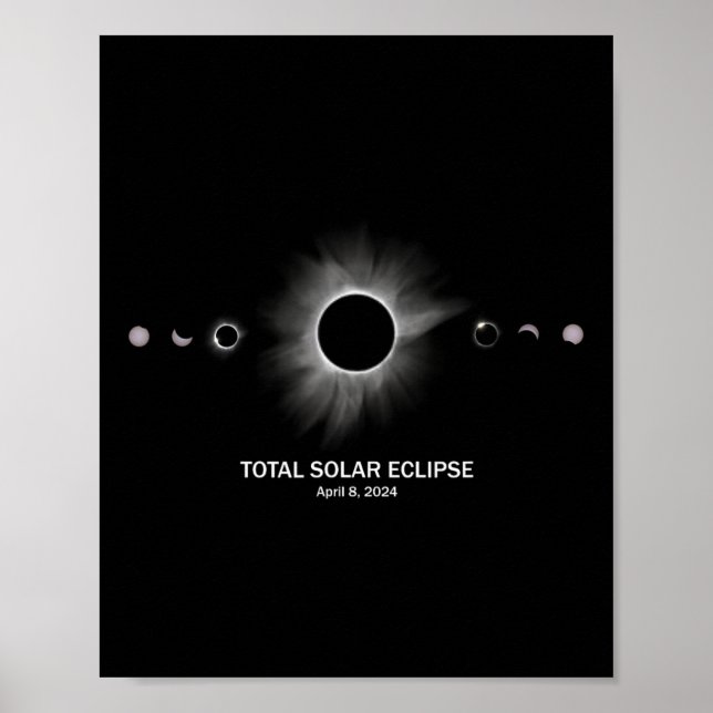 Poster Éclipse solaire 2024 Éclipse totale (Devant)