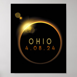 Poster Éclipse solaire 2024 État Ohio Total Éclipse solai