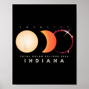 Poster Eclipse solaire 2024 Indiana Total Eclipse Astrono