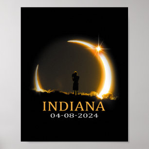 Poster Éclipse solaire 2024 Indiana Total Éclipse solaire