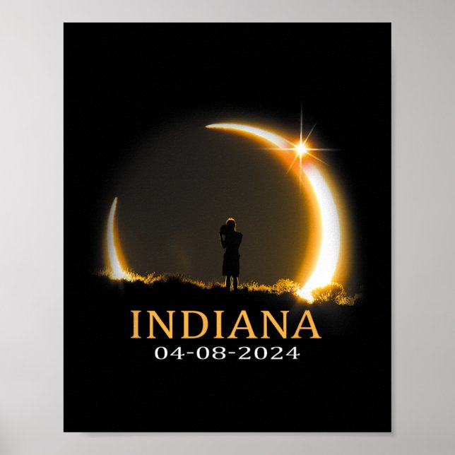 Poster Éclipse solaire 2024 Indiana Total Éclipse solaire (Devant)