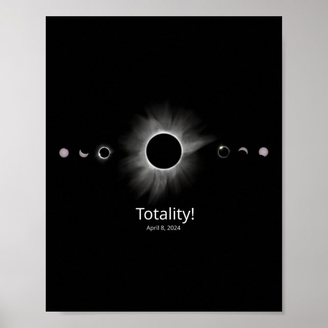 Poster Éclipse solaire 2024 Totalité (Devant)