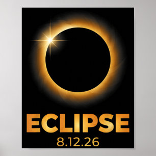 Poster Éclipse solaire 2026 Éclipse solaire totale 12 aoû