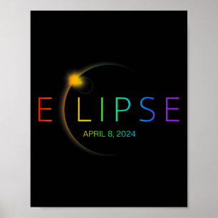 Poster Eclipse solaire Arc-en-ciel 2024 Total Éclipse sol