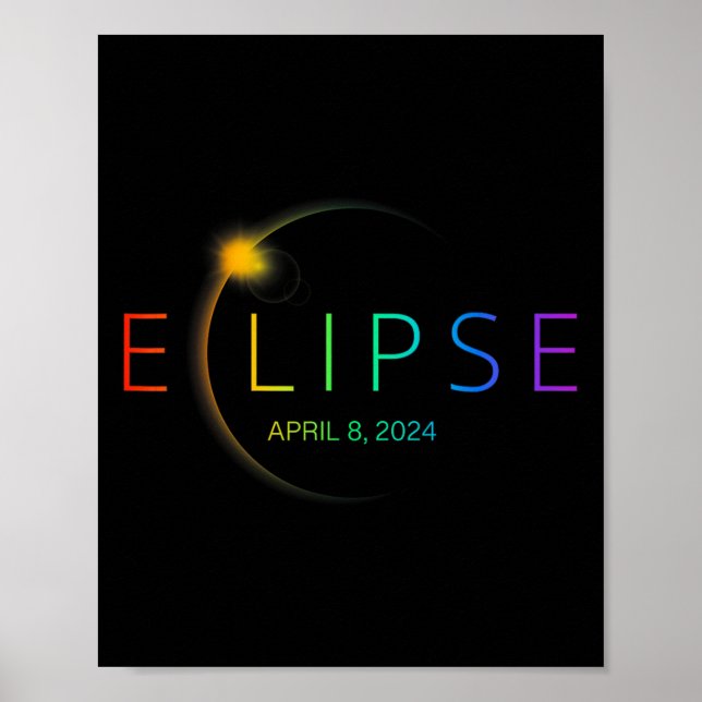 Poster Eclipse solaire Arc-en-ciel 2024 Total Éclipse sol (Devant)