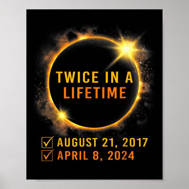 Poster Éclipse Solaire Deux Fois Au Cours De La Vie 2024  (Devant)