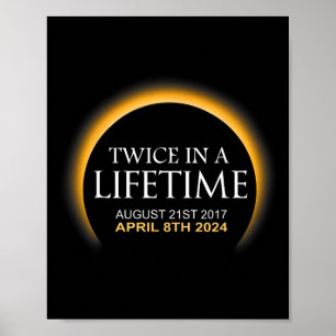 Poster Éclipse Solaire Deux Fois Au Cours De La Vie 2024 