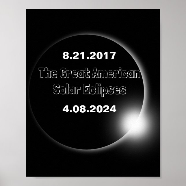 Poster Éclipse solaire double datée 2024 & 2017 (Devant)