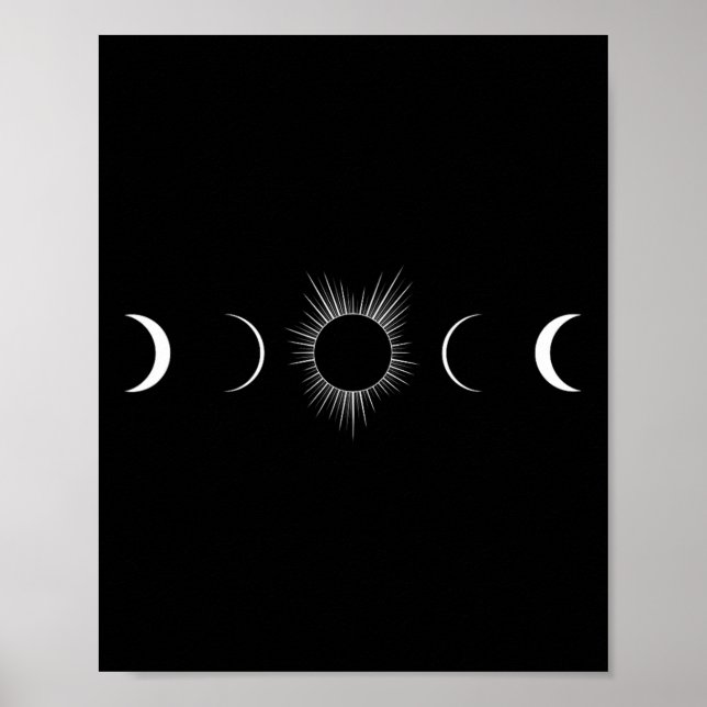 Poster Éclipse Solaire Phases Lune Totalité (Devant)