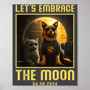 Poster Éclipse solaire totale 2024 Embrasser la lune Drôl