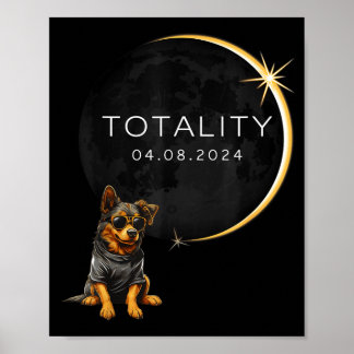 Poster Éclipse solaire totale de chien 2024 Totalité Drôl