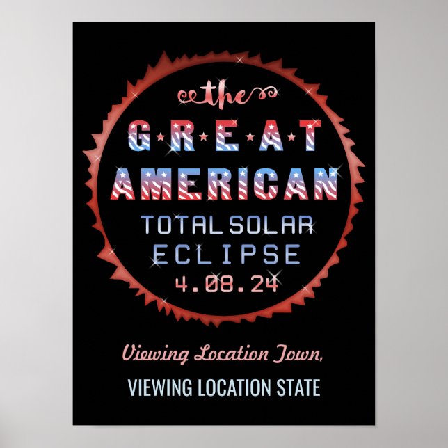 Poster Éclipse solaire totale des États-Unis 21 août 2017 (Devant)