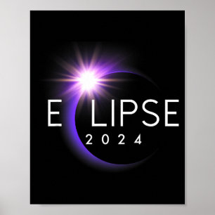 Poster Éclipse solaire totale en Amérique 04 08 24 Totali