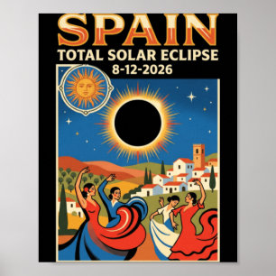 Poster Éclipse solaire totale en Espagne 2026 12 août Ast