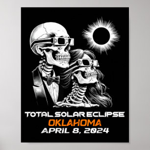Poster Éclipse Totale de Soleil Squelette Oklahoma Ok
