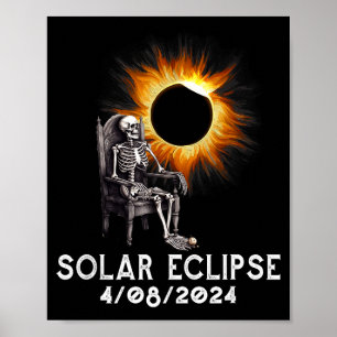 Poster Éclipse totale solaire drôle squelette d'avril