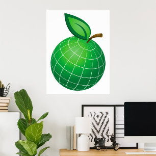 Poster Eco Globe Fruit Green Earth Leaf Sphere