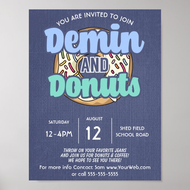 Poster école de denim et beignes collecte de fonds PTO PT (Devant)