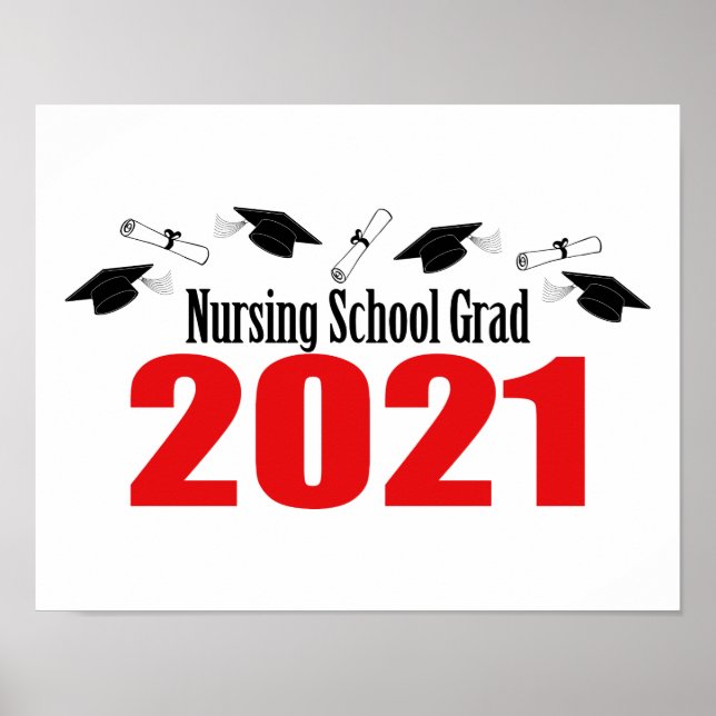 Poster École De Soins Infirmiers Grad 2021 Casquettes Et  (Devant)