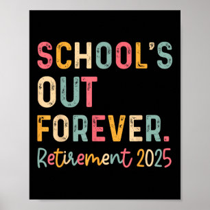 Poster Écoles vintages à la retraite pour toujours Enseig