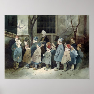 Poster Écoliers dans le terrain de jeu