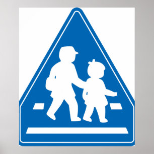 Poster Écoliers traversant >> Panneau de signalisation ja