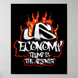 Poster Économie américaine en feu s'effondrant Trump l'in