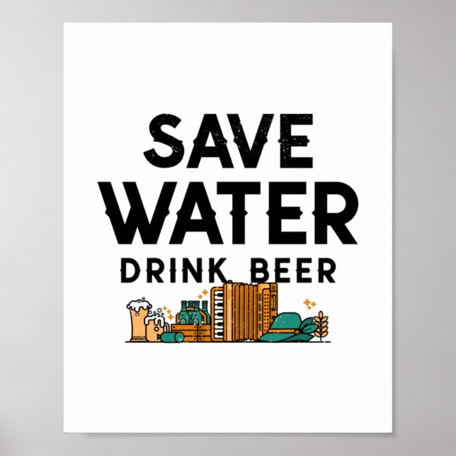 Poster Économisez de la bière à boire (Devant)
